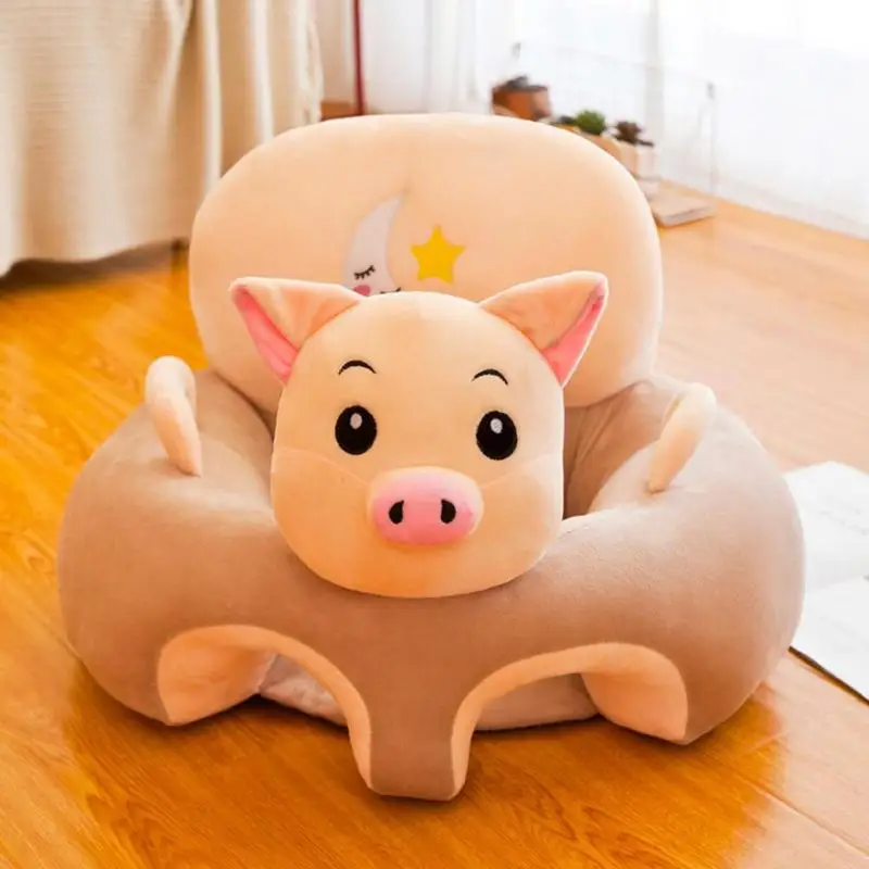 

Lovely Baby Sofa Cartoon Frog Pig Elephant Chicken Toddler Anti-fall Support Nest Crystal Velvet Washable Learning Seat