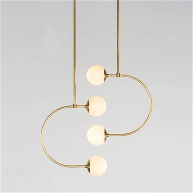 Подвесная лампа в скандинавском стиле с золотым стеклянным шариком креативный
