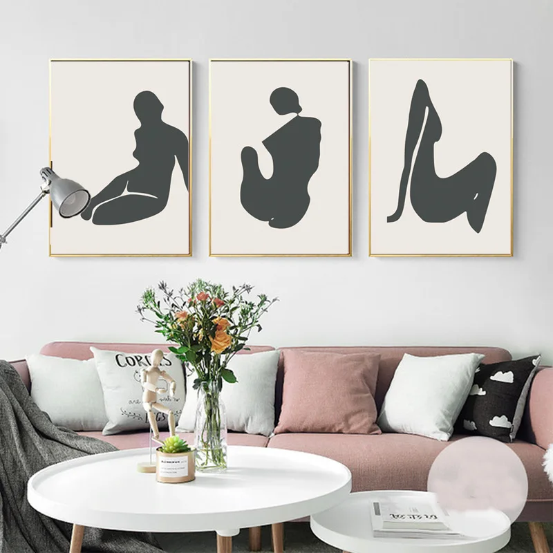 Скандинавская черная абстрактная Геометрическая статуя силуэт женщины