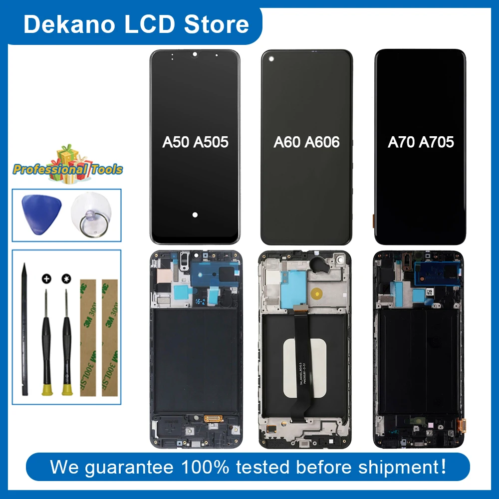 

For Samsung Galaxy A50 A505/A60 A606/A70 A705 LCD Display Touch Screen Digitizer Assembly Glass Panel Replacement With Frame