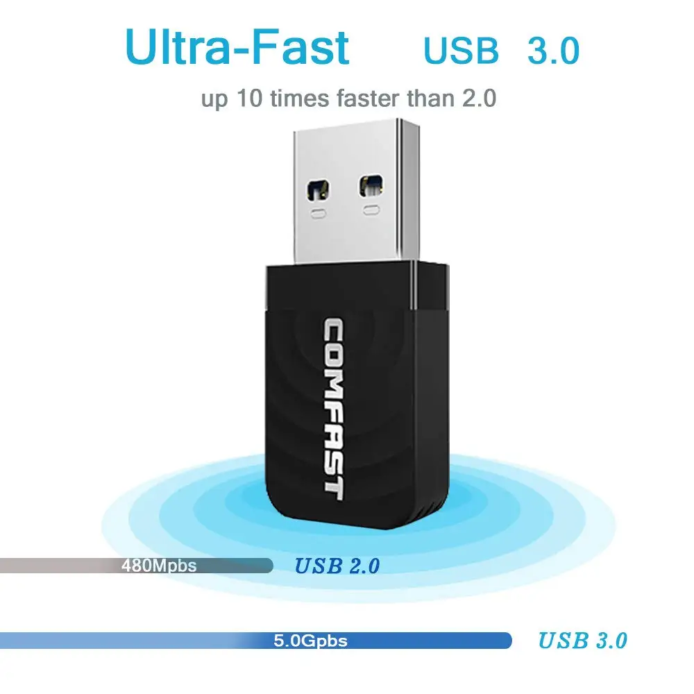 Comfast Wi Fi адаптер AC1300Mbps USB3.0 Dongle Беспроводной 5 ГГц/2 4 ГГц двухдиапазонный 802.11AC USB для