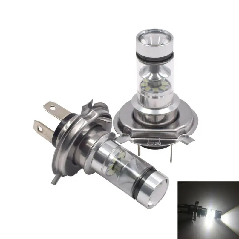 2 шт. H4 DC 12 V-24 V Автомобильный 100W 8000K 1800LM дальний/ближний свет 20-SMD XB-D PMMA Объектив противотуманный светильник для вождения лампы белый светодиодный светильник