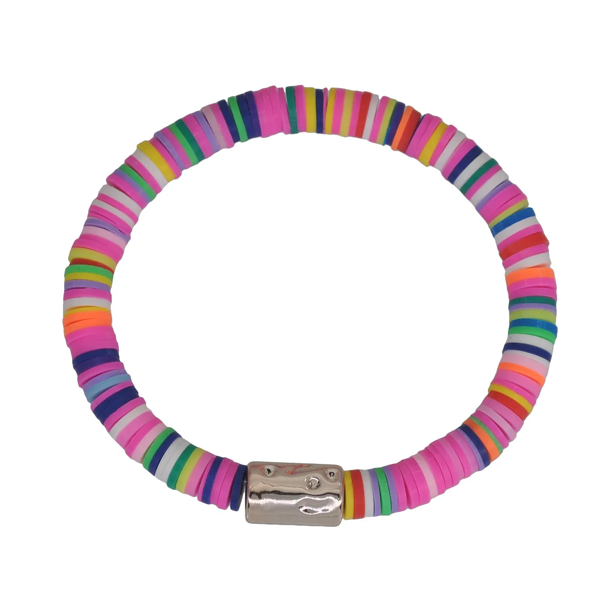 

Bohemian beach style color friendship soft ceramic women's bracelet elastic rope handmade string charm female bangle jewelry
