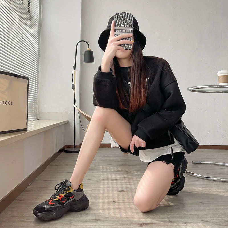 

Women Platform Chunky Sneakers Designers Fashion Brand Casual Shoes Woman Tennis Basket Female Autumn Vulcanized Shoes 2021 New