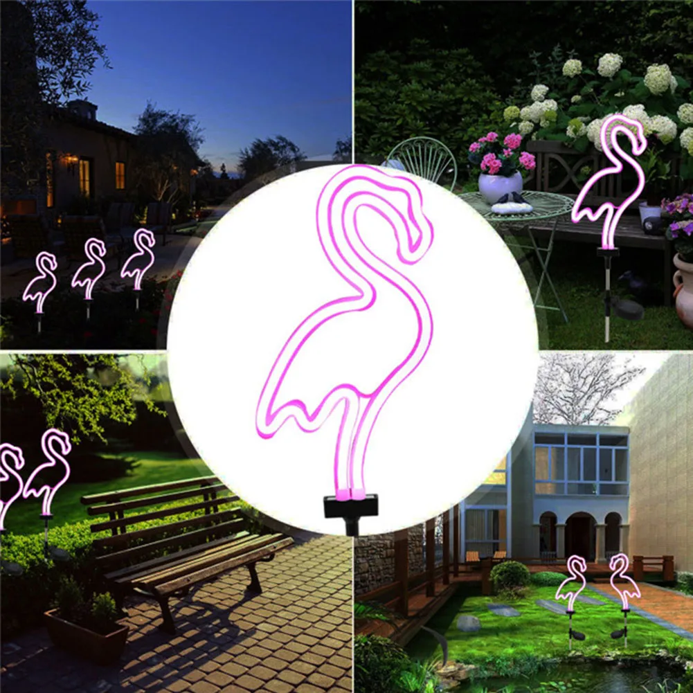 

2pcs/pack Party Lawn Landscaping IP55 Waterproof Stake For Garden Solar Powered Flamingo Light Outdoor Yard Decorative Home Neon