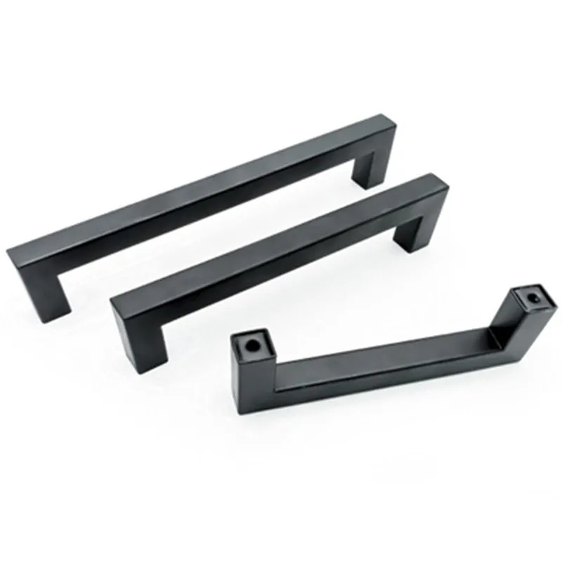 

Stainless Steel Black Cabinet Handle Square Furniture Hardware Kitchen Door Knobs Cupboard Wardrobe Drawer Pulls
