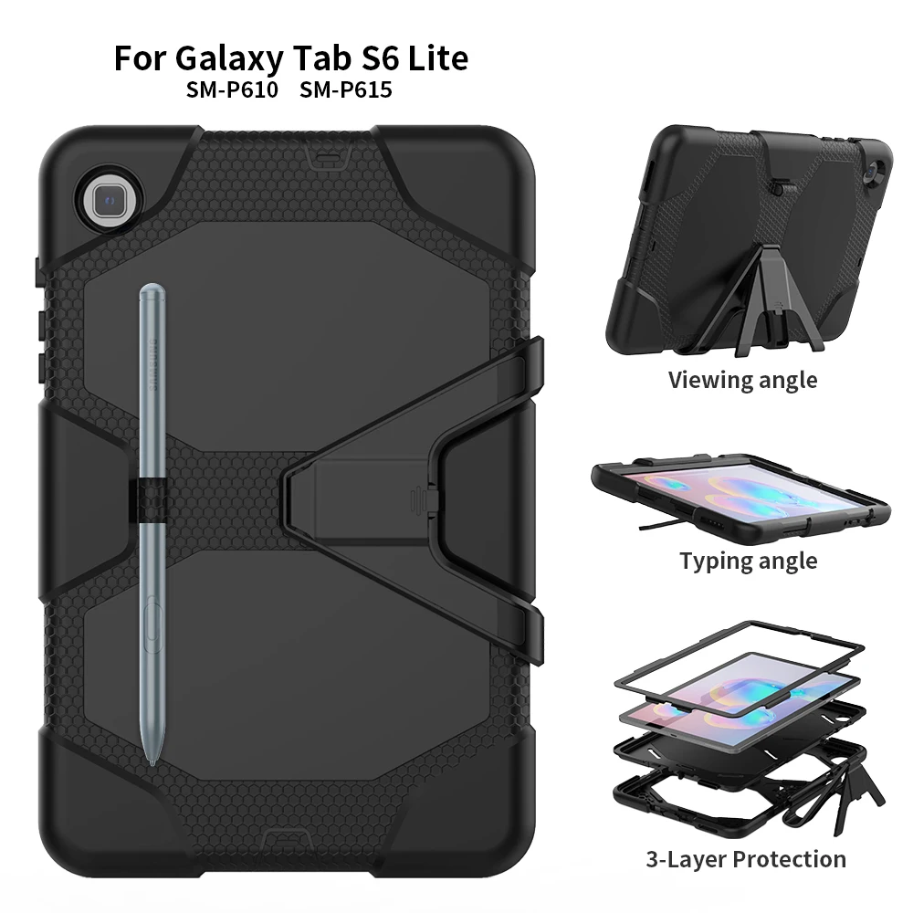Противоударный чехол для Samsung Galaxy Tab S6 Lite 10 4 дюйма планшета Тяжелая подставка