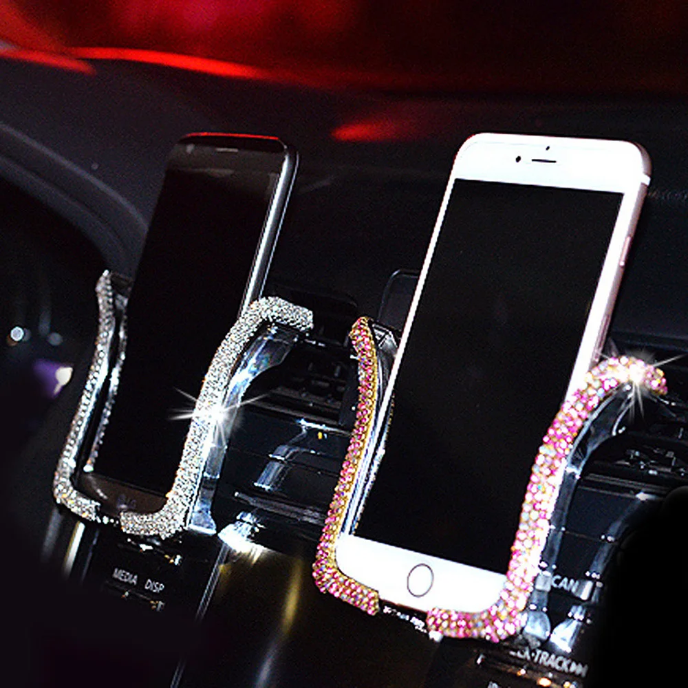 

Universal Car Phone Holder With Bing Crystal Rhinestone Car Air Vent Mount Interior Accessories Racks Holder For Your Phone