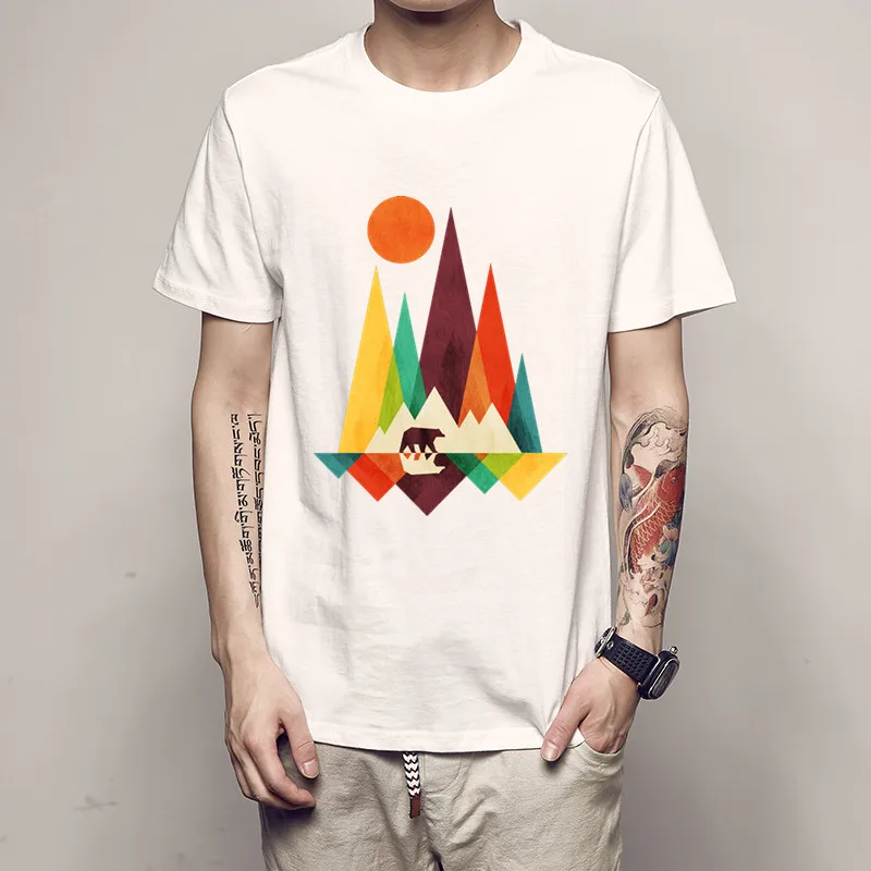 Футболка мужская с коротким рукавом крутая тенниска из хлопка 3d принтом горного
