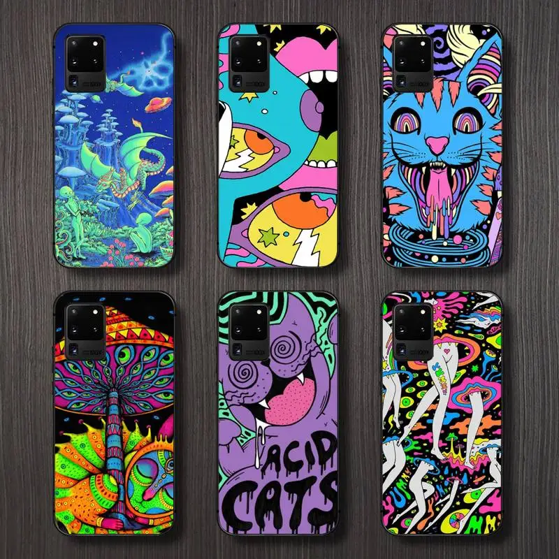 

Colourful Psychedelic Trippy Phone Case For Samsung A32 A51 A52 A71 A50 A12 A21S S10 S20 S21 Plus Fe Ultra