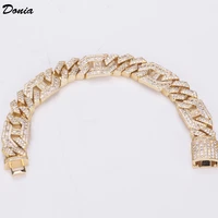 donia jewelry fashion new hip hop micro inlaid aaa zircon copper cuban bracelet electroplated mens jewellery