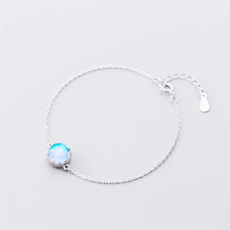 Мода лунный камень круглая корона девушка сердце Аврора 925 стерлингового серебра