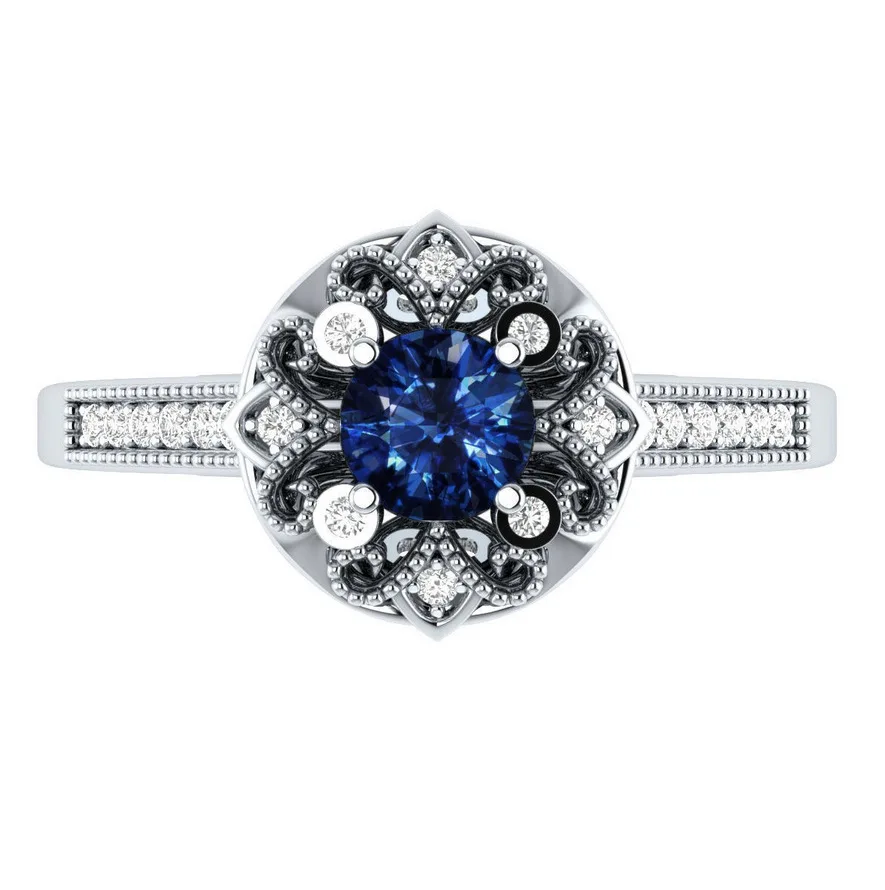 Bague Ringen, креативный цветок, моделирование, простое серебро 925, ювелирное изделие, женское кольцо с сапфиром, Ziron, помолвка, юбилей, свидания