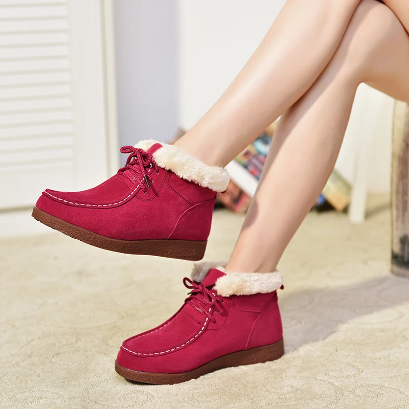 WWKK/женские зимние ботинки теплые короткие плюшевые ботильоны на меху женская