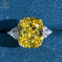 wuiha 100 925 sterling silver 3ex cushion cut 5ct vvs yellow created moissanite wedding engagement customized ring fine jewelry