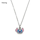 Милое ожерелье Harong с кулоном из нержавеющей стали, Ювелирное Украшение с красивой синей эмалью, маленькое ожерелье для женщин и детей, подарок