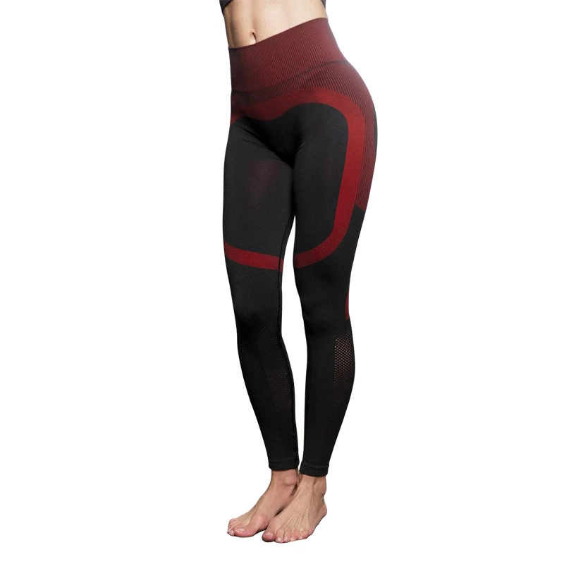 Женские брюки для фитнеса и йоги эластичные с вырезами высокой талией лоскутные
