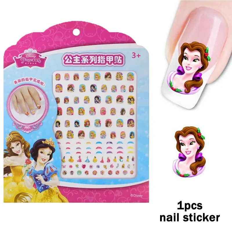 1pc Nail Stiker 24 шт./компл. Ариэль/Белоснежка/Белль/Золушка/Жасмин/Аврора принцесса день рождения поставки торт кекс вставка украшение карты - Цвет: 1pc Nail Stiker