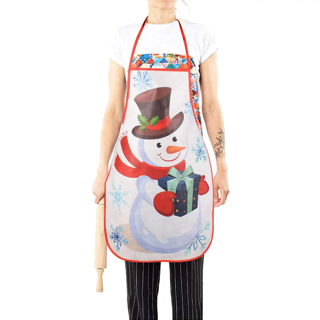 Рождественский тематический кухонный фартук для женщин и мужчин слюнявчик из