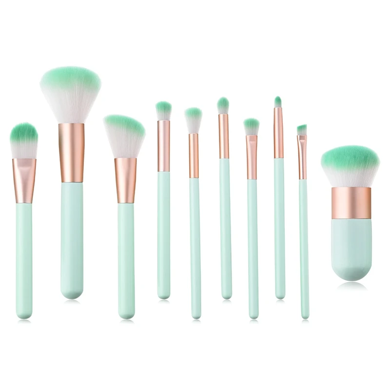 

10Pcs Green Gradient Makeup Brushes Set Foundation Blending Power Brush Kit Cosmetic Beauty