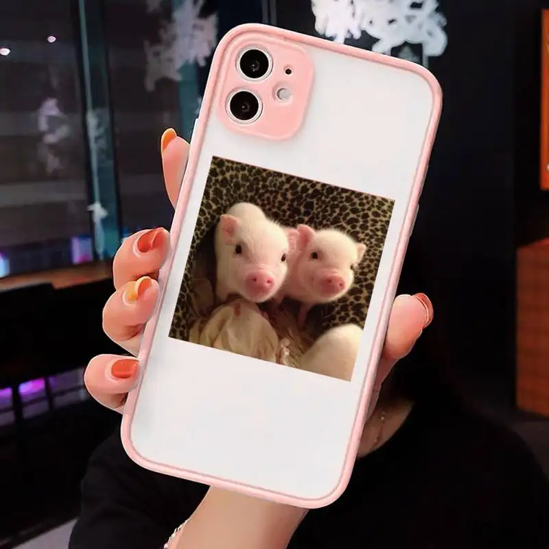 

Cute pink pig pet Phone Case Matte Transparent for iPhone 7 8 11 12 s mini pro X XS XR MAX Plus cover funda