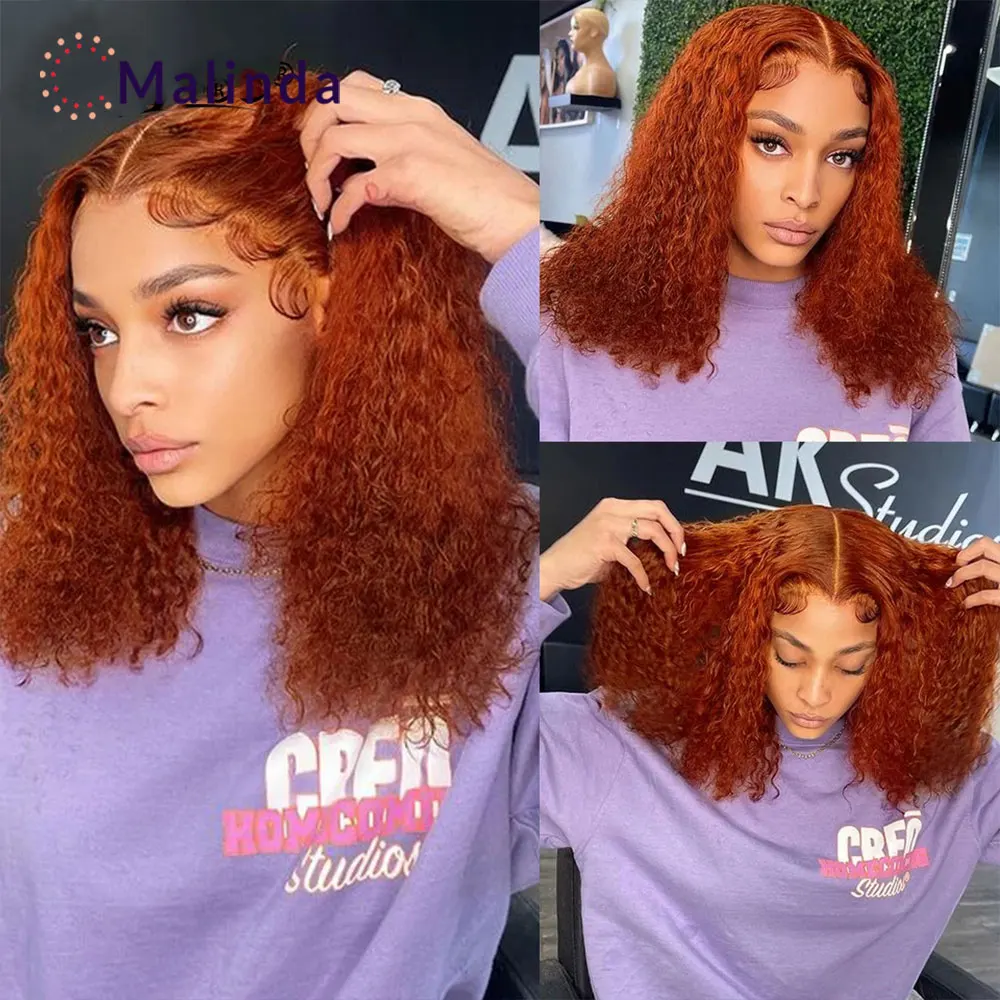 

Парик из натуральных вьющихся волос Ginger, парик с цветными вьющимися волосами, предварительно выщипанные оранжевые курчавые вьющиеся перед...