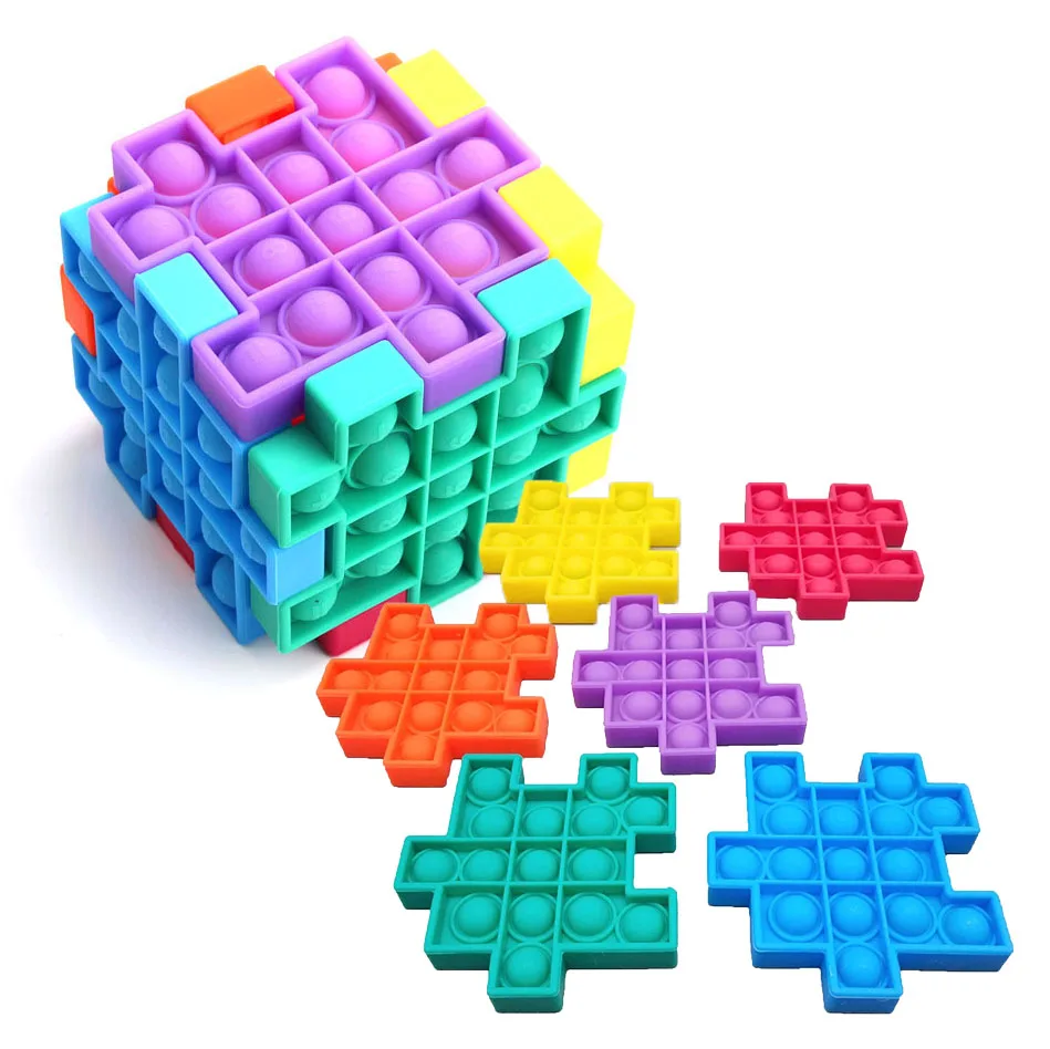 

Fidget Puzzle Cube Rainbow Push Bubble Kits Toys Antistress Sensory Toys Squishy Reliever Anti stress Toy Children Gift