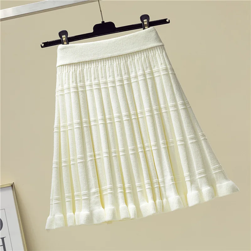 Осенне-зимняя женская трикотажная юбка 2019 Женская Ретро эластичная талия