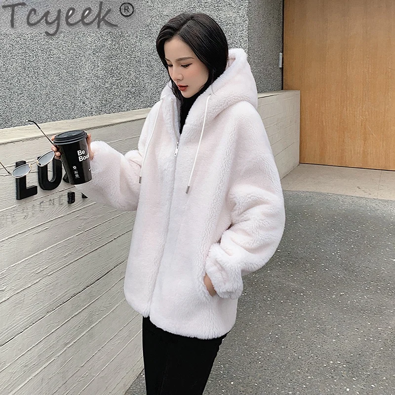 2022 шерстяное пальто с капюшоном Женское зимнее из 100% натуральной овчины женские