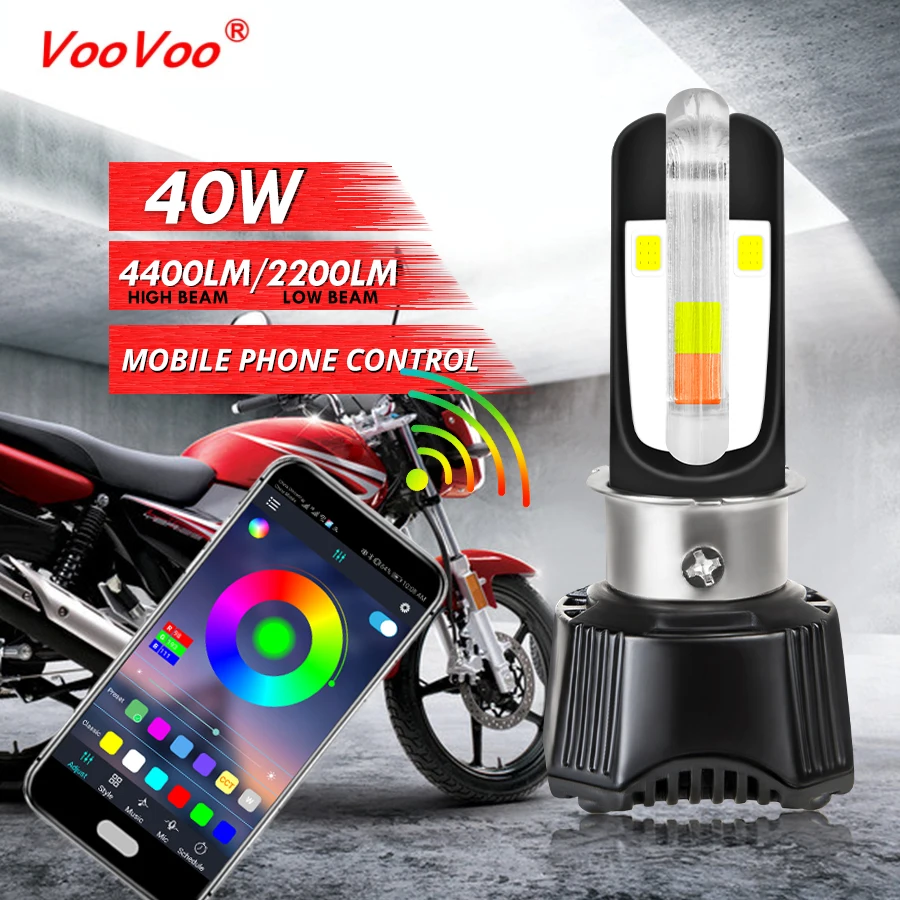 Светодиодный головсветильник рь для мотоцикла VooVoo H4 BA20D P15D фара светодиодный