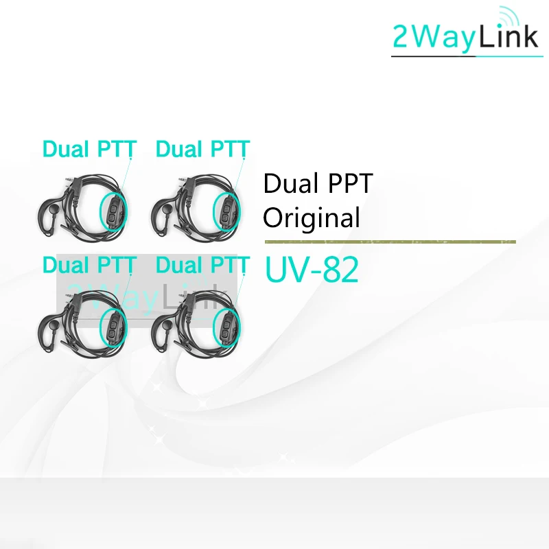 4PCS Двойной PTT Динамик для Baofeng UV-82 UV-82HP UV-82HX UV-8 UV82L UV-89 UV-82 плюс UV-82TP GT-5TP UV 82 UV-82 гарнитура аксессуары - Цвет: 4PCS