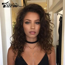 Trueme 18 Inch Water Curly Wave Fashion Wig Brazilian Curly Human Hair L Part Lace Wig Ombre Red Brown Mix Color Remy Lace Wig