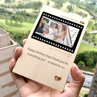 5pcs photo vintage wooden custom film photo and text cover greeting card for family friends couple diy birthday memorial gifts