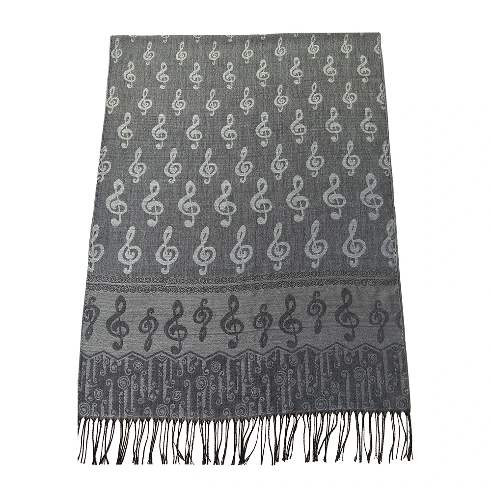 

Spring Pashmina Jacquard Woven Women Tippet Shawl Musical Note G-Clefs Fashion