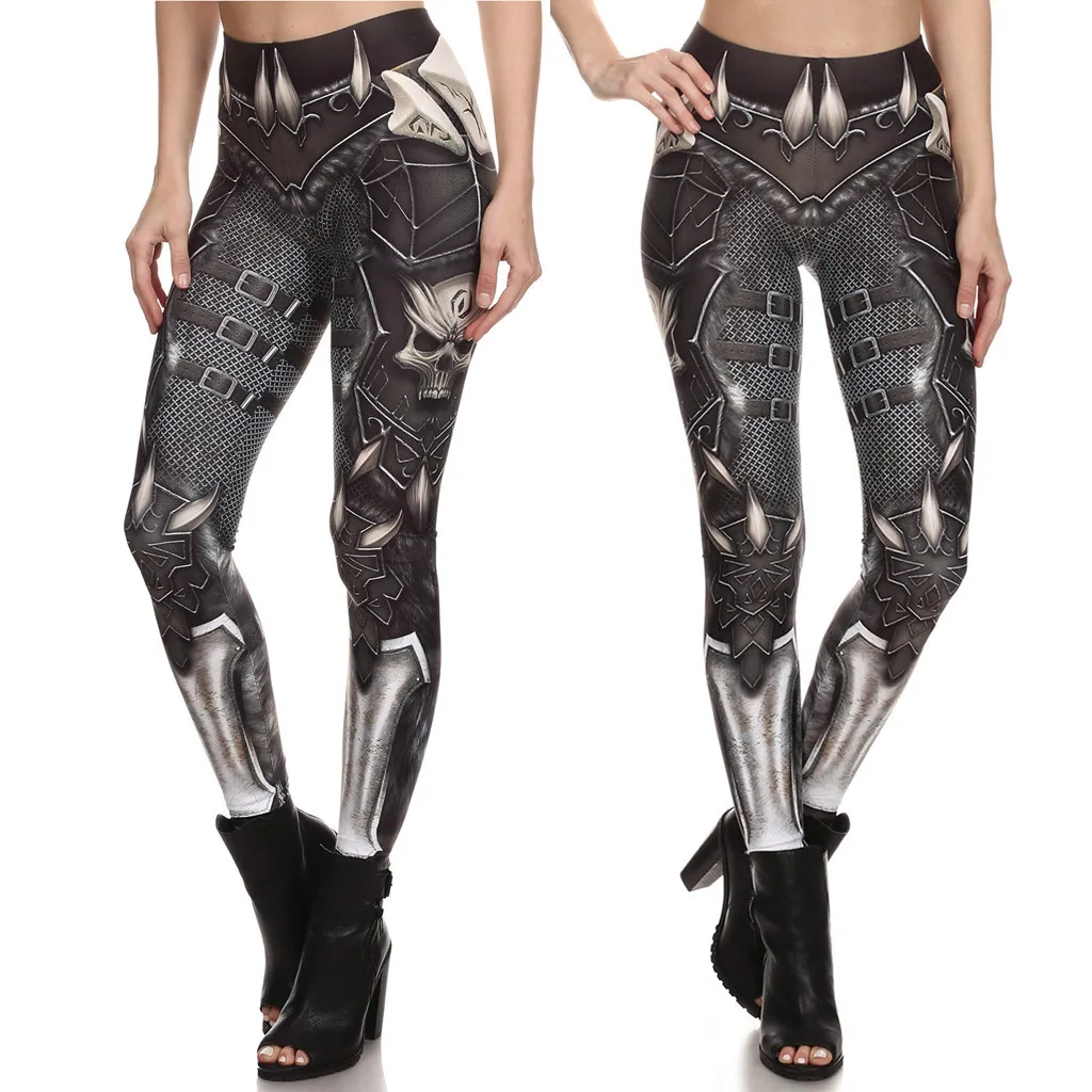 Женские леггинсы в готическом стиле эластичные джеггинсы с цифровым принтом