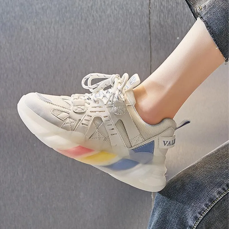 

Women's Chunky Sneakers Thick Bottom Platform Vulcanize Shoes Fashion Breathable Casual Running Shoe for Woman Female 2021Summer