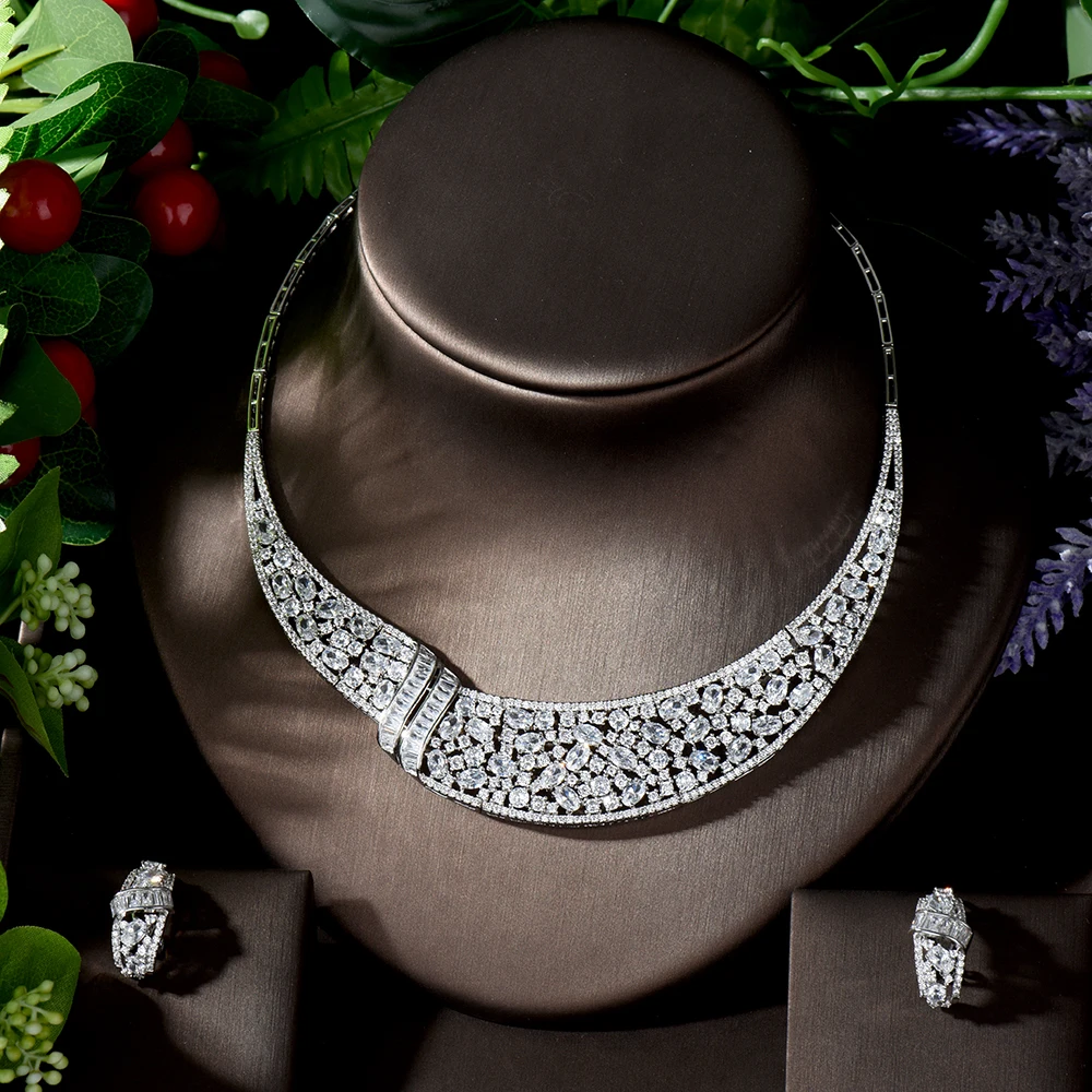 HIBRIDE Блестящий Белый Цвет кубический цирконий большой тяжелый свадебный