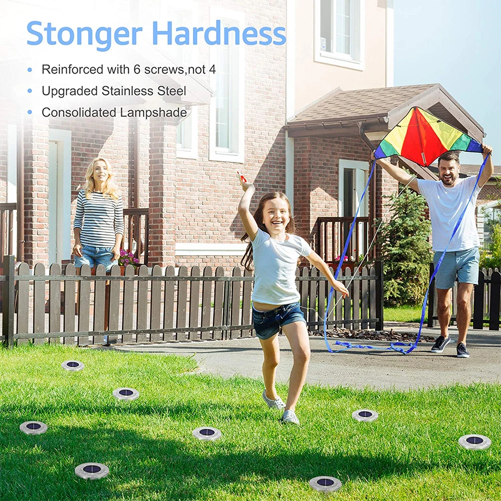 

Solar Powered Ground Light Waterproof Garden Pathway Deck Lights With 8LED for Home Yard Driveway Lawn Road