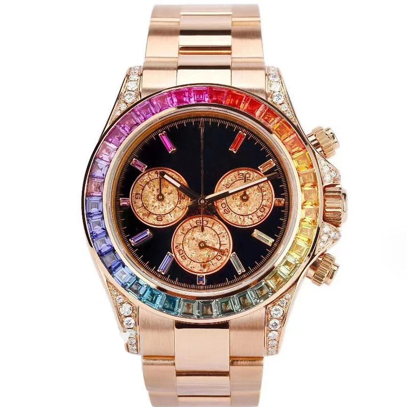 

New Sapphire Crystal Rose Gold Men Watch Automatic Mechanical 116599 RAINBOW Diamond Bezel Mens Watches Fashion Wristwatches