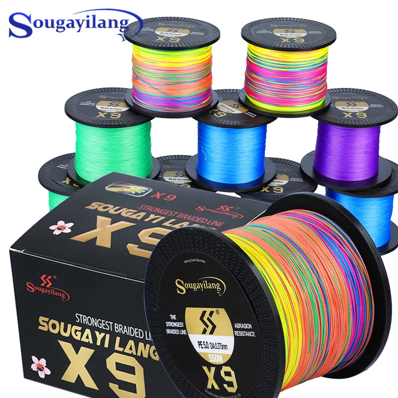 Sougayilang 9 нитей супер прочная 150 м 350 550 полиэтиленовая рыболовная леска обратная