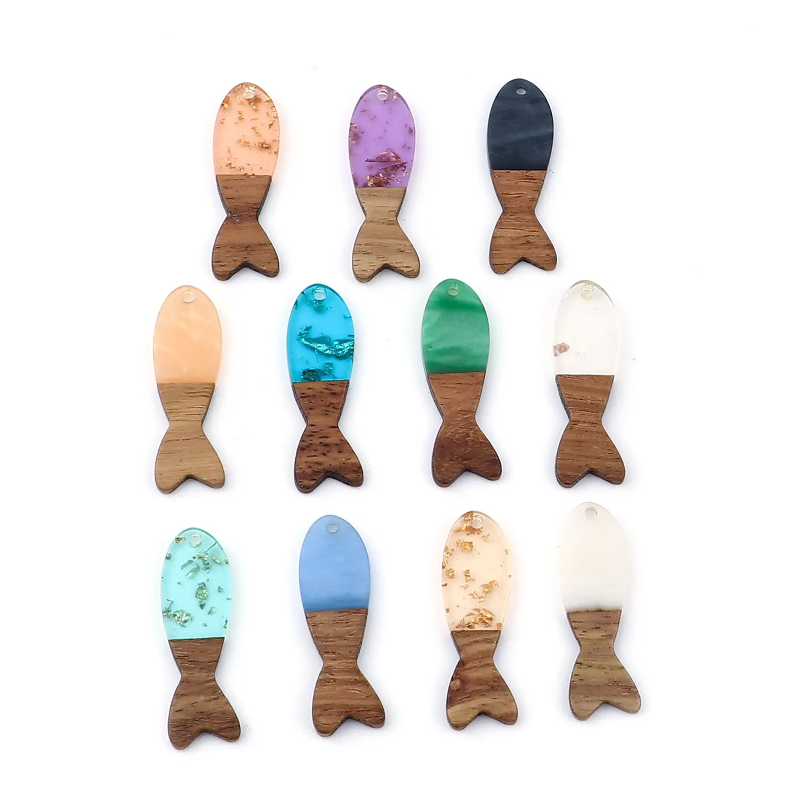 

3pcs Natural Series Charms Fish Animal Resin Wooden Charm Pendant for Jewelry Making DIY Bracelet Necklace Accessory 3.7x1.2cm