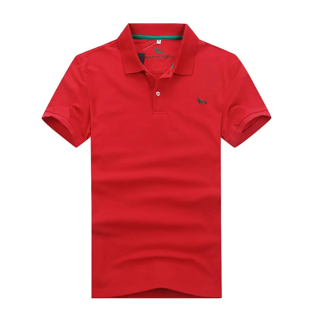 Новое поло Harmont blaine homme, однотонное, простое, модное, для отдыха, стильное, хорошее, фабричное, хлопковое, Мужское поло, хорошее качество, большие размеры до 3XL - Цвет: Красный