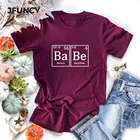 JFUNCY размера плюс женская футболка креативный химический элемент шаблон Babe Письмо Хлопок Футболка 2020 летние футболки и топы в стиле кэжуал футболки