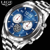 lige 2021 men smart watch tws heart rate blood pressure sports fitness luxury watch music playback dial call smartwatch for men
