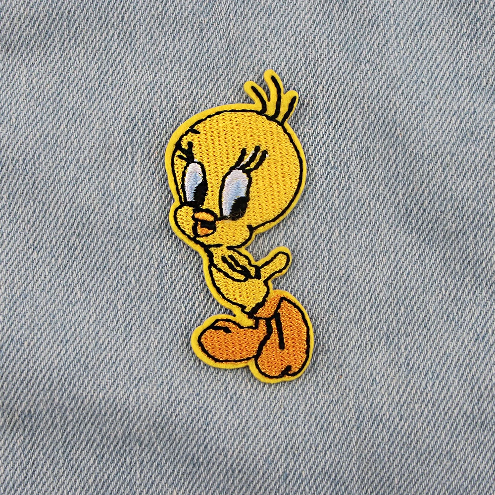 

ZF1988 1pcs Animal Cute Yellow Bird Cartoon Stripe Applique Patch Iron On Embriodered Patches For Clothing Badge Stickers