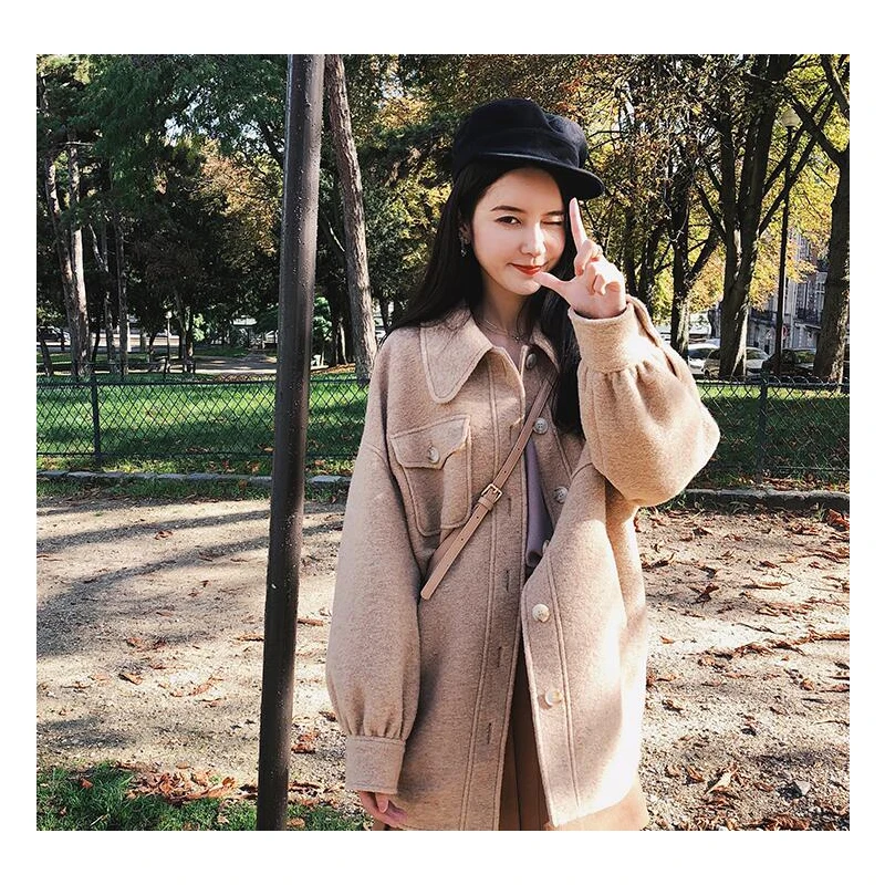Женское шерстяное пальто средней длины Осень-зима 2019 | Женская одежда