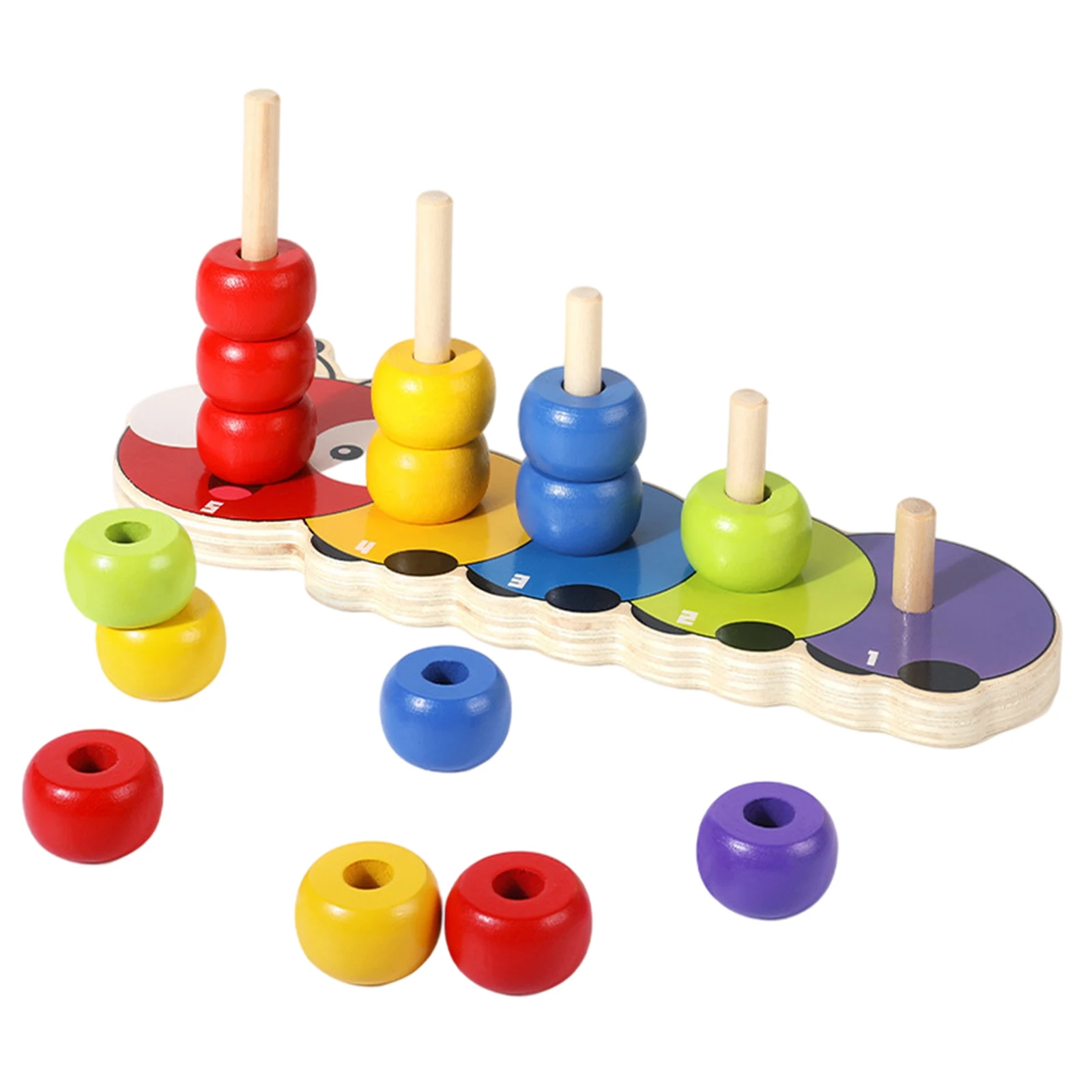 

1 Set Beads Stacking Wooden Toys, Column Beaded Blocks Games, Color Cognition Educational Learning Plaything for Toddlers