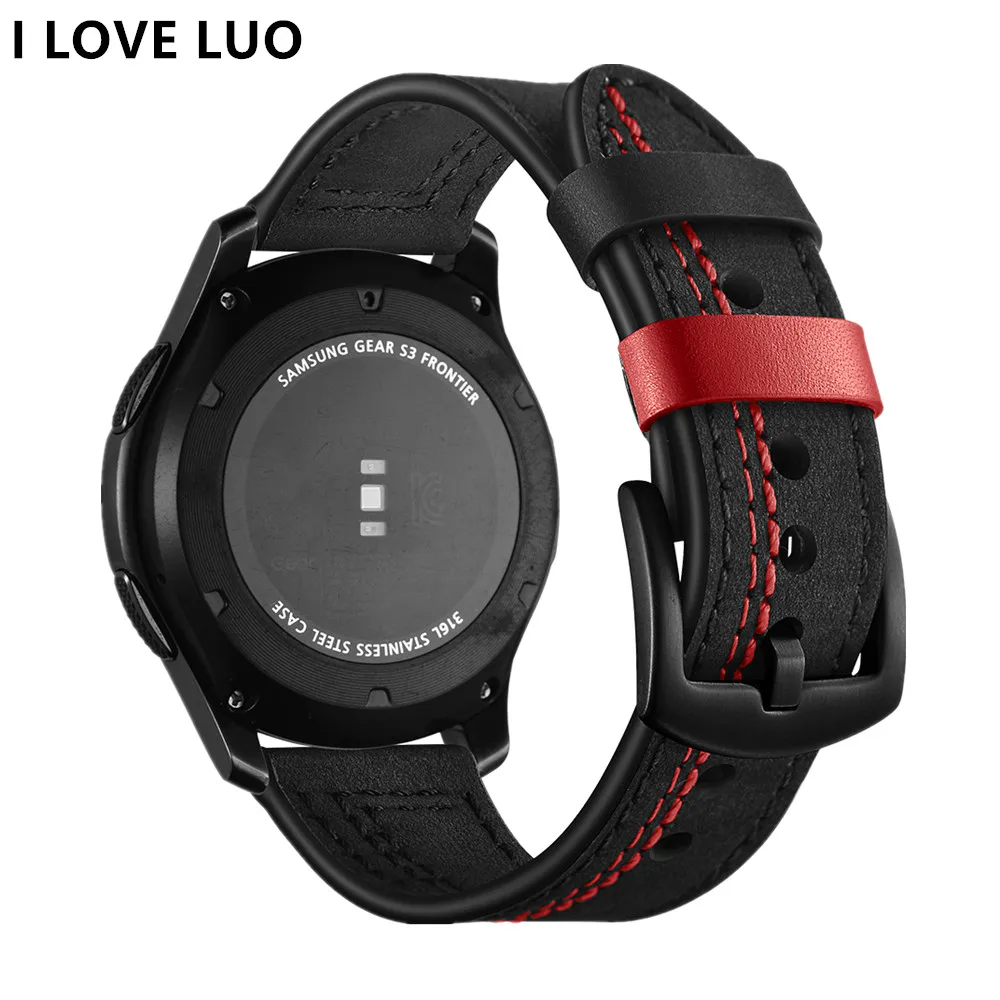 Кожаный ремешок Gear S3 frontier для Samsung Galaxy watch 46 мм 22 часов correa amazfit gtr 47 huawei gt|Ремешки