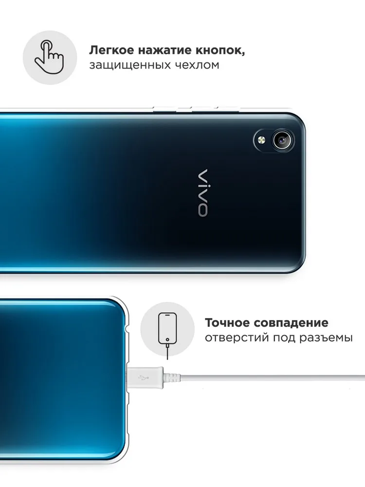 Силиконовый прозрачный чехол для Vivo Y91c накладка ТПУ бампер задняя крышка