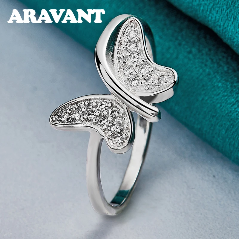 

925 Silver Butterfly Ring For Women Fashion Wedding Jewelry Gifts